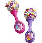 Fisher Price Newborn Toys Rattle 'N Rock Maracas, Set Of 2 Soft Musical Instruments For Babies 3+ Months, Pink & Purple