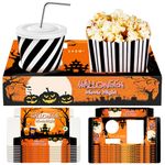 Dunzoom Movie Night Supplies Movie Night Snack Trays Popcorn Candy Holder Movie Theater Snack Boxes Cardboard Snack Holder Paper Food Trays for Movie Party Concession Stand (Halloween,Orange)