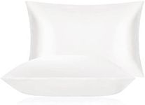 DISANGNI 100% Mulberry Silk Silk Pillowcase, Used for Hair and Skin, Envelope Type, Silk on one Side and Tencel on The Other Side (1pc Standard Size 20" x26" White)