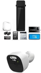 CHAMBERLAIN RJO101MC Ultra-Quiet Wall Mounted with Battery Backup and LED Lighting Garage Door Opener + CHAMBERLAIN myQ Outdoor Battery Camera | 2K Camera, Color Night Vision, Spotlight, Motion Alerts