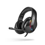 Ant Esports H1100 Pro RGB Wired Over Ear Gaming Headphones with Mic for PC / PS4 / PS5 / Xbox One / Switch1, Carbon Black