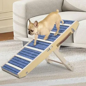Dog Ramp for Bed, Upgraded 33" Long Portable Dog Ramp for Couch, Wood Folding Pet Ramp for All Breeds Small Old Dogs to Get on Bed, 3 Adjustable Heights 12.9" to 17.7"(Wood, Up to 50lbs)
