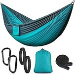 Camping Hammock Portable Nylon Hammocks with Tree Straps Single Lightweigtht Hammock Swing for Outdoors, Backpacking, Camping, Travel, Beach, Garden, Breathable & Quick Drying Parachute