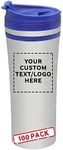 Personalized 15 oz. Mia Insulated Stainless Steel Travel Mugs - 100 pack Custom Text, Logo - Blue