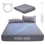Grounding Fitted Sheet with Grounding Cord, Earthing Sheets King Size, 5% Silver Fiber & 95% Cotton Fiber, Conductive Earthing Bed Sheet Grounding Cover for Better Sleep (King)