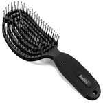 NuWay 4HAIR® U.S. Patented Detangler Hair Brush for Men & Women - Iron Black | Hair Comb for Scalp Care - Fast Dry Venting Scheme - Special Formulated Bristles | DoubleC® Detangling Hair Brush