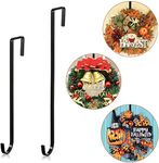 2pcs Door Wreath Hangers for Front Door Metal 12/15inch Christmas Wreath Hanger Hook, Wall Door Wreath Hook Holder for Home Office Wedding Christmas Wreath Black