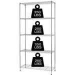 HCY 5-Tier Storage Shelf Heavy Duty Storage Shelving Unit NSF Height Adjustable Metal Storage Rack for Laundry Bathroom Kitchen Garage Pantry Organization - 14"x36"x72" Chrome