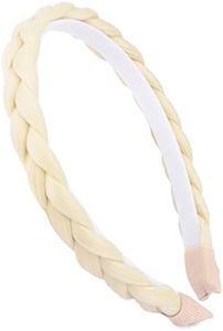 DIGUAN Headband Synthetic Hair Plaited Headband Braid Braided With Teeth Hair Band Accessories for Women Girl (Light Blonde, Thin)