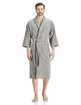 Amazon Brand - Solimo 100% Cotton Unisex Bathrobe, Ash Grey, Medium, Set of 1