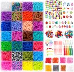 INSCRAFT Rubber Band Refill Kit: 18,950+ Rubber Bands in 37 Colors, S-Clips, Beads, Backpack Hooks, Tassels and More, DIY Friendship Bracelet Making Kits, Christmas Birthday Gift for Kids