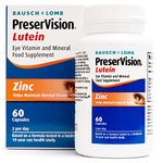 PreserVision Lutein by Bausch + Lomb, Lutein, Zinc, Copper and Vitamin C and E, Eye Vitamin and Mineral Food Supplement, Two Lutein Soft Gel Capsules per Day