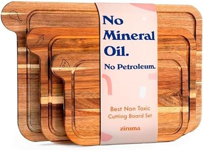 Non Toxic Cutting Boards - Cutting Board Set Free of Mineral Oil, Made of FSC Acacia Wood - Cutting Boards for Kitchen - Includes 3 Chopping Boards. By Ziruma