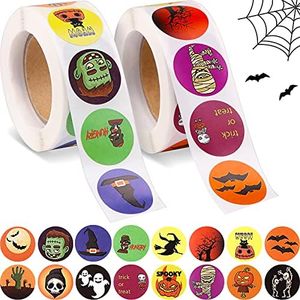 EBANKU 1000 Pièces Autocollants Halloween Autocollants pour Halloween Autocollants de Citrouille Araignée Chauve-Souris pour Fête d'halloween (Halloween B)