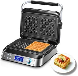 Pro Smart Waffle Maker, Non-Stick, 7 Browning Levels, 5 Programmes, Family Size, Digital Display, Overflow Protection, 1600W, Countdown Timer, Audible Alerts (Silver)