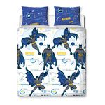 BATMAN Officially Licensed Double Duvet Cover Set, Tech Design | Blue Reversible 2 Sided Bedding Duvet Cover with Pillow Case (Double)