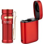 OLIGHT Baton3 Premium Edition Rechargeable Compact Flashlight 1,200 Lmens LED Pocket Flashlight, Portable Hand Light for Camping Hiking, with Charging Box (Red)