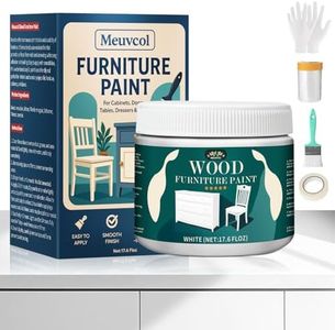Meuvcol Furniture Paint All In One - 17.6 Oz White Wood Paint For Cabinet, Doors,Tables,Trim & Dressers, Matte Finish White Touch Up Coating No Sanding, Easy Application - Water-Based, Non-Toxic