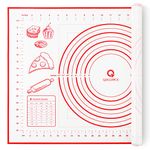 Silicone Baking Mat for Baking, 16" x 24" Pastry Mat for Rolling Dough Non Slip Extra Large, Fondant Mat with Measurement, Kitchen Counter Sheet Pie Crust, Pizza and Cookies, Oven Liner Sheet, Red