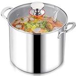 LIANYU 12QT 18/10 Stainless Steel Stock Pot with Lid, Large Soup Pot, Big Cookware, 12 Quart Canning Pasta Pot with Measuring Mark, Tall Cooking Pot, Induction Pot for Boiling Strew Simmer