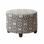 Kinfine K6427-F1604 Decorative Storage Ottoman, Gray Medallion Pattern, 24" x 17"