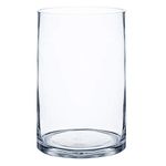 Royal Imports Flower Glass Vase Decorative Centerpiece for Home or Wedding - Cylinder Shape (5" wide x 7" tall, Clear)