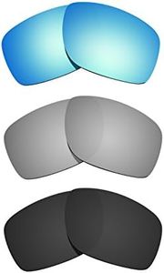 Littlebird4 1.5mm Polarized Replacement Lenses for Oakley Canteen 2014 OO9225 Sunglasses - MultiOptions (Black+Silver+Ice Blue)