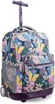 J World New York Sunrise Rolling Backpack. Roller Bag with Wheels, Secret Garden, 18", Sunrise Rolling Backpack. Roller Bag With Wheels