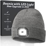 Beanie Hat with Light, Gadgets Gifts for Men Women Dad Mom, Winter Warm Hat, Toque with Light, Headlamp 6 LED Lights Rechargeable, Gray