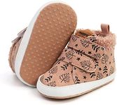 SOFMUO Baby Boys Girls PU Leather Sneakers Soft Sole Infant Warm Booties Toddler Fuzzy Winter Shoes(Fuzzy/Leaf)