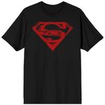 DC Comics Superman Destroyed Shield Mens Black T-Shirt (X-Large, x_l)