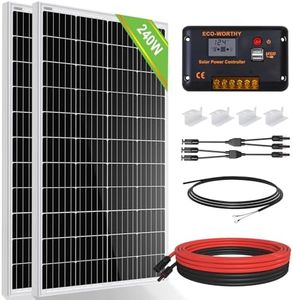 ECO-WORTHY 1KWH/Day Solar Panel Kit 240Watt 12Volt Solar Power System for Off Grid Home RV: 2pcs 120W Mono Solar Panel + 30A 12V/24V Charger Controller + Solar Cable + Z Bracket Mount