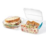 Starfrit Easy Lunch Square 2-Tier Lunch Box Container - Divided Compartment - 40oz/1.2L - Airtight - Locking Lid