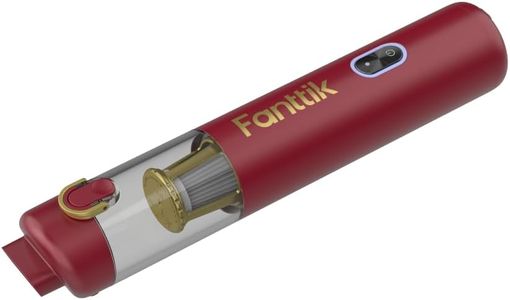 Fanttik Slim V8 APEX Cordless Car Vacuum & Air Duster, 4-in-1 Portable Mini Vacuum with 19000pa Suction Power for Pet Hair, Type-C Charge, One-Touch Empty for Car, Office Desk, Keyboards (Red)