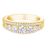 Newshe Eternity Ring Wedding Band for Women 925 Sterling Silver 1.13ct Round Yellow Gold AAAAA Cz Size 7