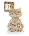 3D Puzzles for Adults Model kit Cat Clock Kids Wooden Desk Clock Decor for Birthday Gift/Christmas Day