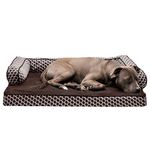 Furhaven Pet Bed for Dogs and Cats - Plush and Decor Comfy Couch Sofa-Style Egg Crate Orthopedic Dog Bed, Removable Machine Washable Cover - Diamond Brown, Large