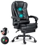 Blisswood Executive Office Chair For Home, 2 Point Massage Office Chair With Footrest & Lumbar Support, Recliner Computer Desk Chair, Ergonomic Swivel Gaming Chair Black For Home Office