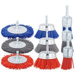 Hopbucan Filament Abrasive Wire Brush Wheels Replacement Spare Parts Accessories 3Sizes Nylon Set with 1/4In Drill for Removal of Rust Paint