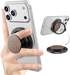 HelloDeere Magnetic Phone Ring Grip with 360° Rotating Ring & Foldable Kickstand, Premium Wood Grain Finish, Secure One-Hand Hold, Stable Hands-Free Viewing for Travel, Office & Everyday Use