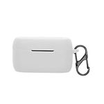 kwmobile Silicone Cover Compatible with Jabra Elite 4 (not for Elite 4 Active) - Case Cover Stick-On Skin with Clip - White