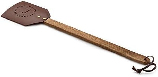 Outset 76616 Acacia Wood and Leather Amish-Style Fly Swatter, 17.5", Brown