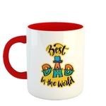 YaaNaa - Printed Coffee Mug, Fathers Day - Best Dad in World, Gift for Father from Daughter, Gift for Brother, Husband, Birthday, Retirement, R5188-RD