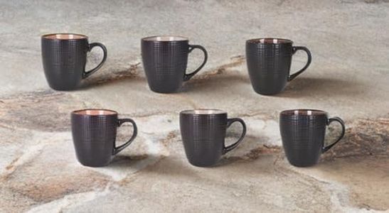 Juego de 6 Tazas de Café Espresso | Tazas de Cerámica Negro Mate exterior - 3 colores interiores diferentes | Set completo de Espresso o Cortado - Para Hogar o Hosteleria (Cortado - 200ml)
