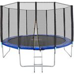 tectake® Outdoor Trampoline for Kids & Adults - Robust Sports Equipment with Tear-Resistant Net, Strong Springs, Stable Frame, Safety Enclosure, Edge Cover, Ladder - Weather Resistant - 12ft / 3.6m