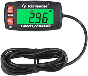Runleader Digital Engine Hour Meter, Maintenance Reminder Tachometer for Riding Lawn Mower Tractor Generator Chainsaws Marine ATV Motorcycle Snowmobile Compressor and Gas Powered Equipment (Button-RD)