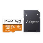 KOOTION 64 GB Micro SD Card, 4K Camera Pro, UHD Video for GoPro, Action Camera, Drone, Smartphone, R/W up to 90/35 MB/s MicroSDXC Memory Card UHS-I U3 A1 V30