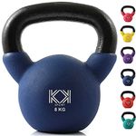 KK Kettlebells Cast Iron Neoprene Coated Weights Lifting Strength Training Home Gym Exercise (8Kg, Blue)