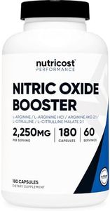 Nutricost Nitric Oxide Booster 750mg, 180 Capsules - Gluten Free and Non-GMO