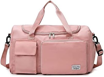 Womens Travel Bag Duffel Bag, Lightweight Double Shoulder Strap&Capacity Sports Tote Gym Bag,Weekender Overnight Bag with Wet Pocket for Women (Pink)